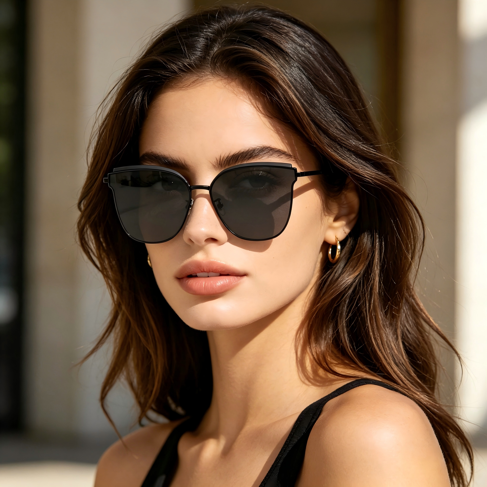Luxury Oversized Cat-Eye Sunglasses for Women – Minimal Metal Frame UV400 Eyewear