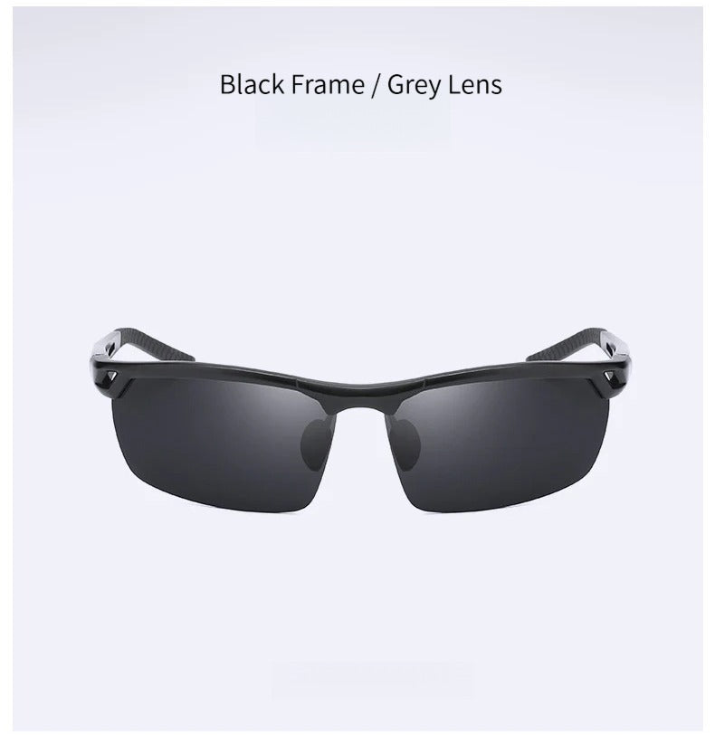 Men’s Polarized Half-Rim Aluminum-Magnesium Sunglasses