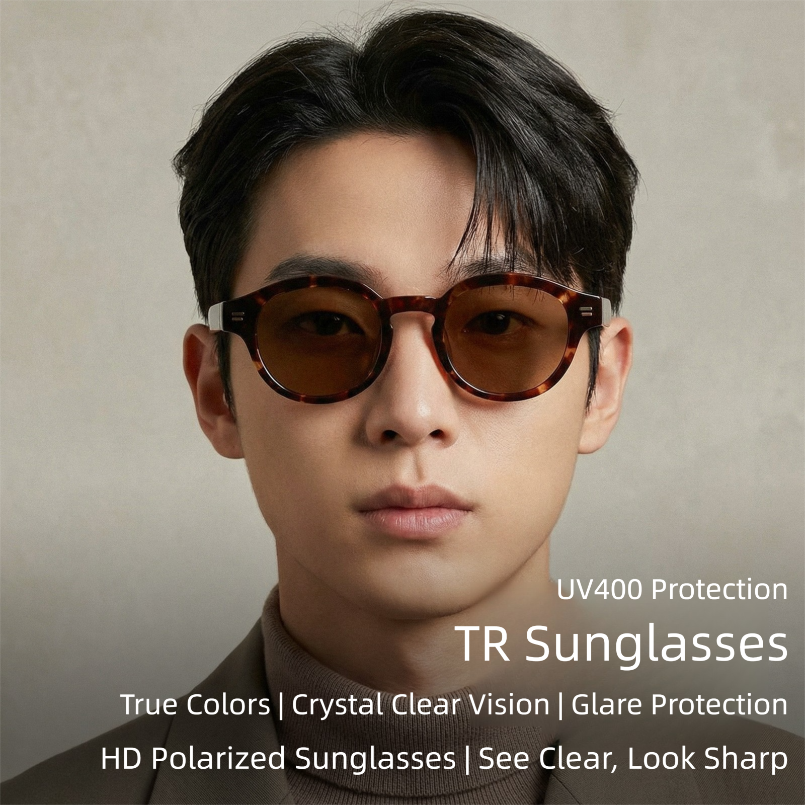 AvileDubee Retro Round Polarized Sunglasses UV400 TR90