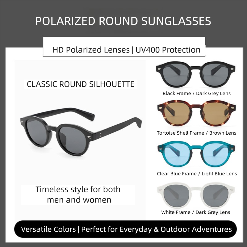 AvileDubee Retro Round Polarized Sunglasses UV400 TR90