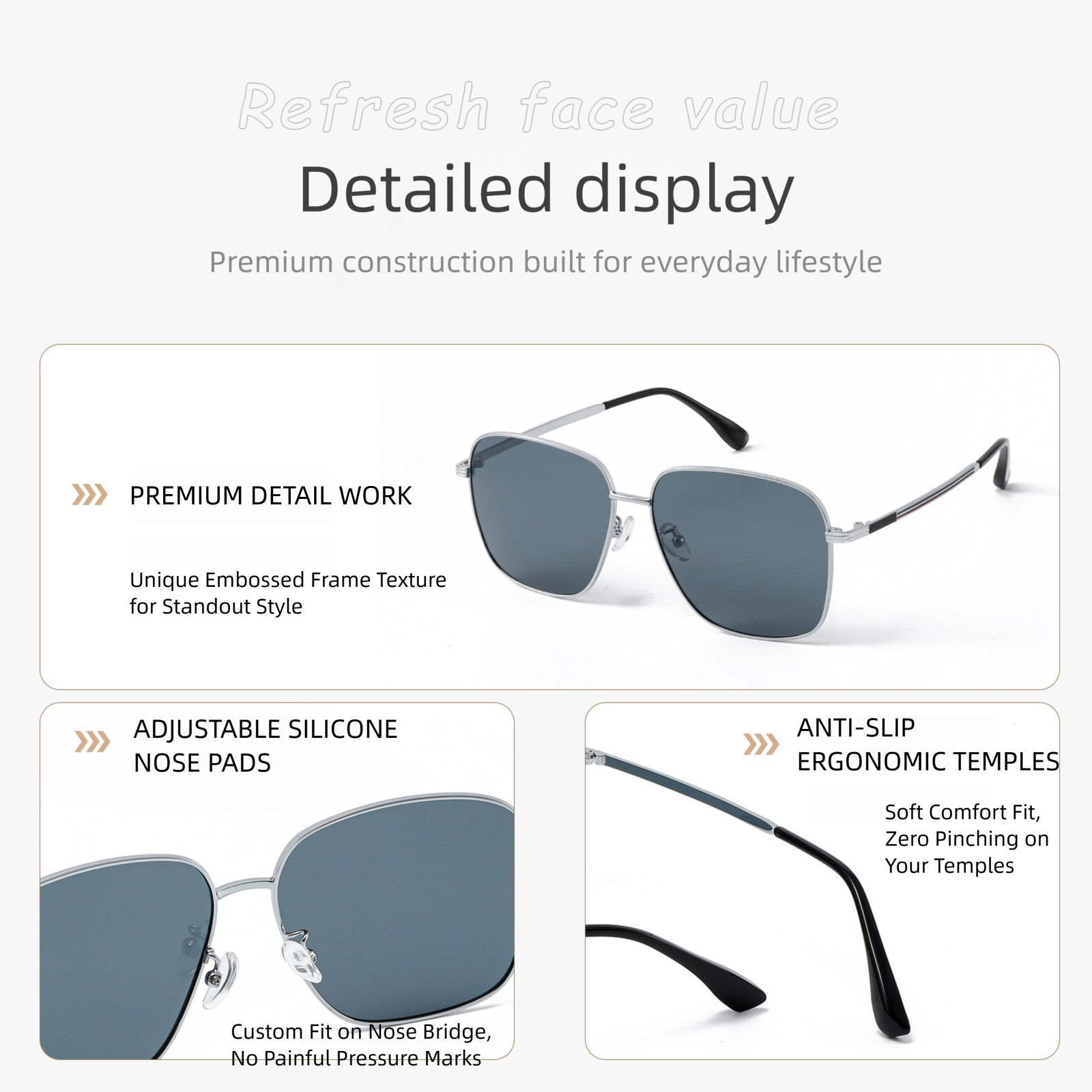 Vintage Polarized Square Sunglasses for Men – Lightweight Metal Frame UV400 Eyewear