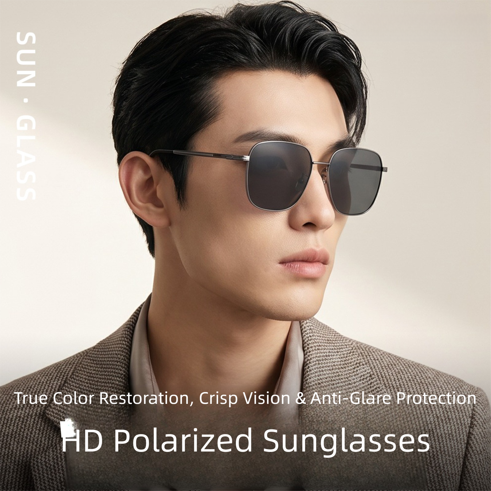Vintage Polarized Square Sunglasses for Men – Lightweight Metal Frame UV400 Eyewear
