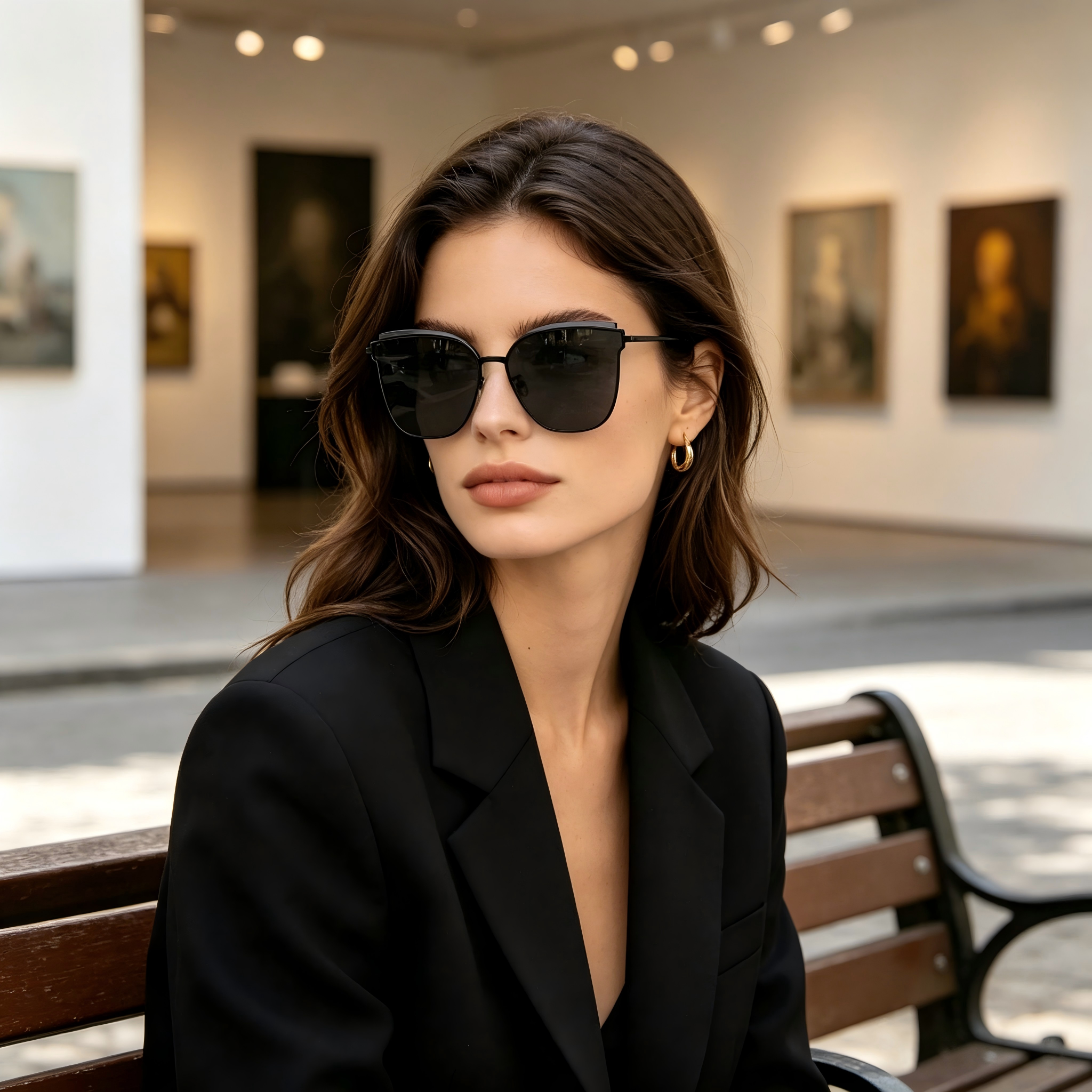 Luxury Oversized Cat-Eye Sunglasses for Women – Minimal Metal Frame UV400 Eyewear