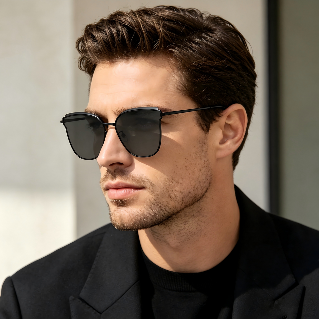 Luxury Oversized Cat-Eye Sunglasses for Women – Minimal Metal Frame UV400 Eyewear