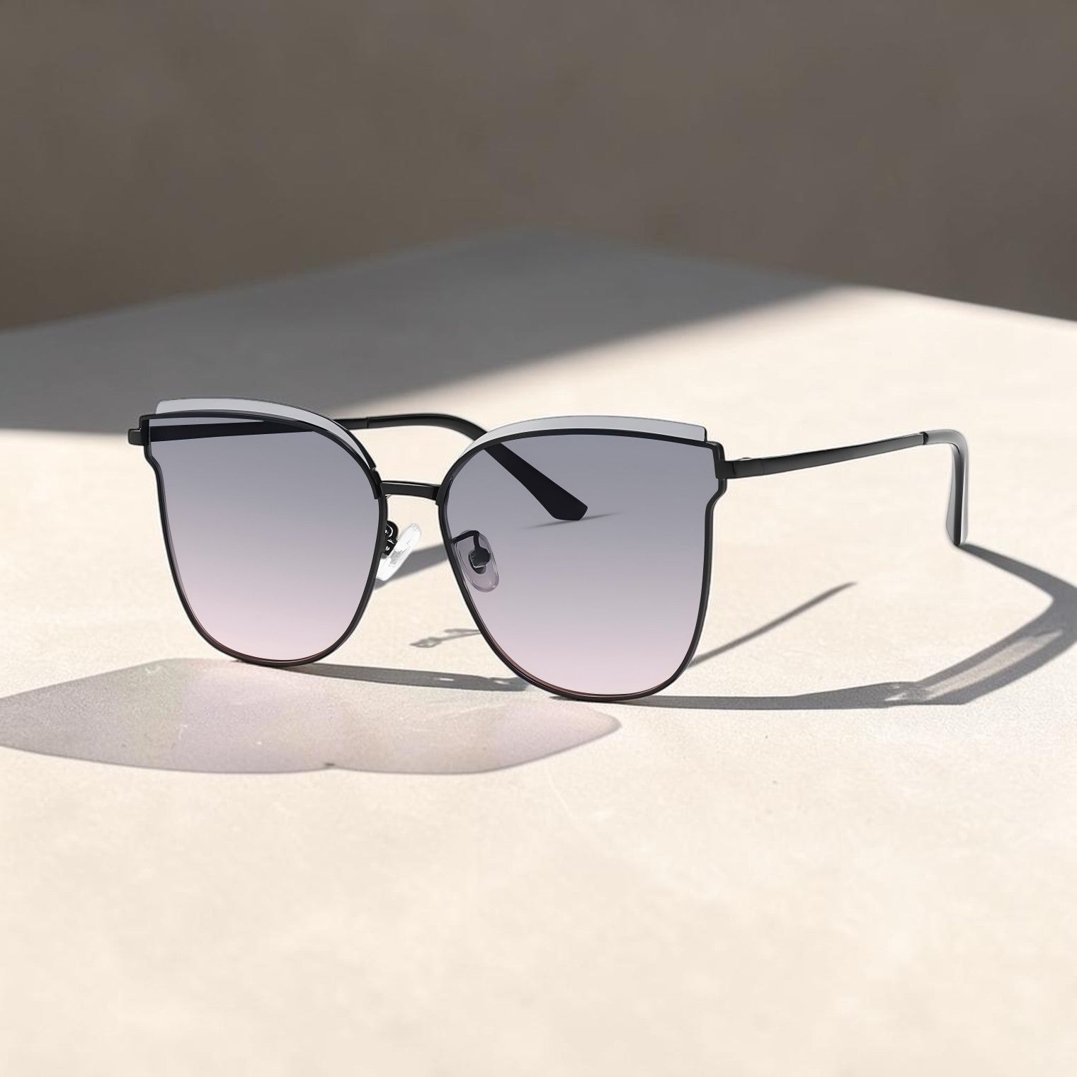 Luxury Oversized Cat-Eye Sunglasses for Women – Minimal Metal Frame UV400 Eyewear