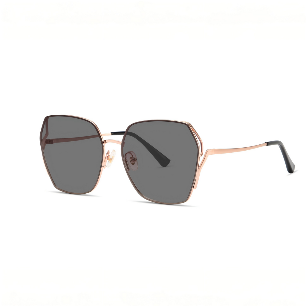 Luxury Oversized Square Sunglasses – Rose Gold Frame, Lightweight Metal, UV400 Protection