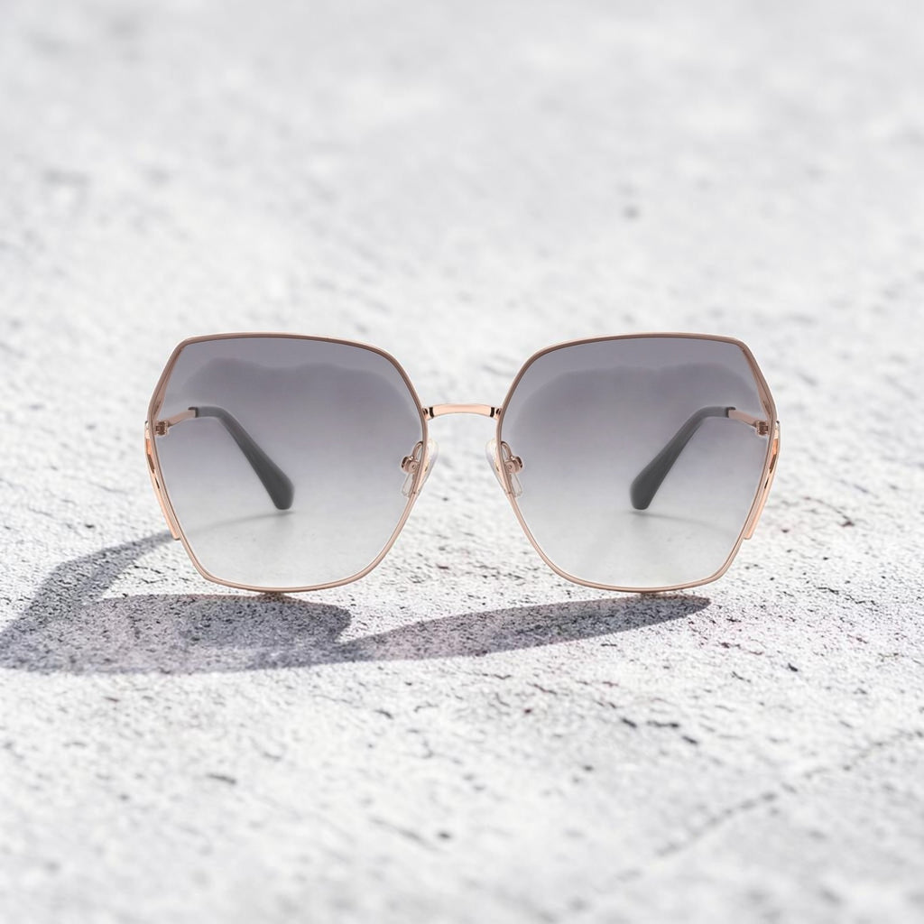 Luxury Oversized Square Sunglasses – Rose Gold Frame, Lightweight Metal, UV400 Protection