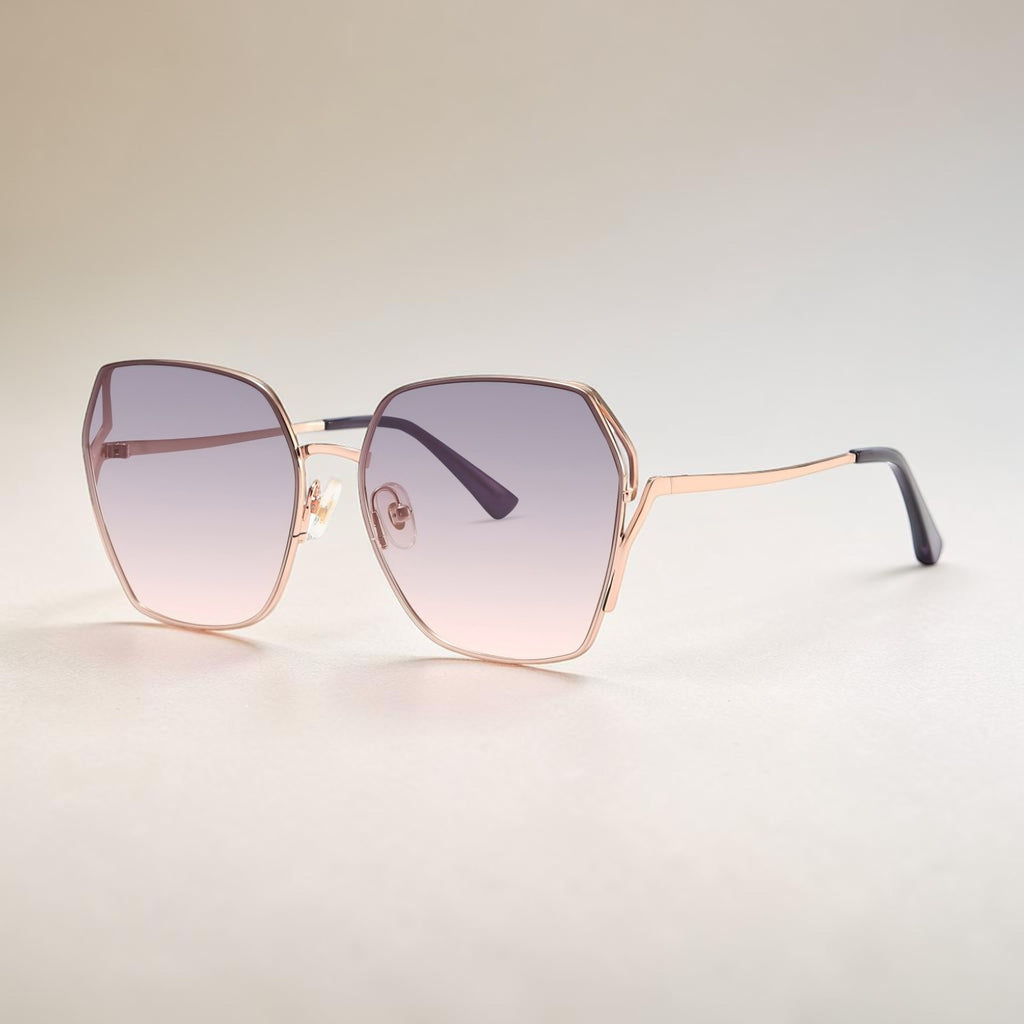 Luxury Oversized Square Sunglasses – Rose Gold Frame, Lightweight Metal, UV400 Protection