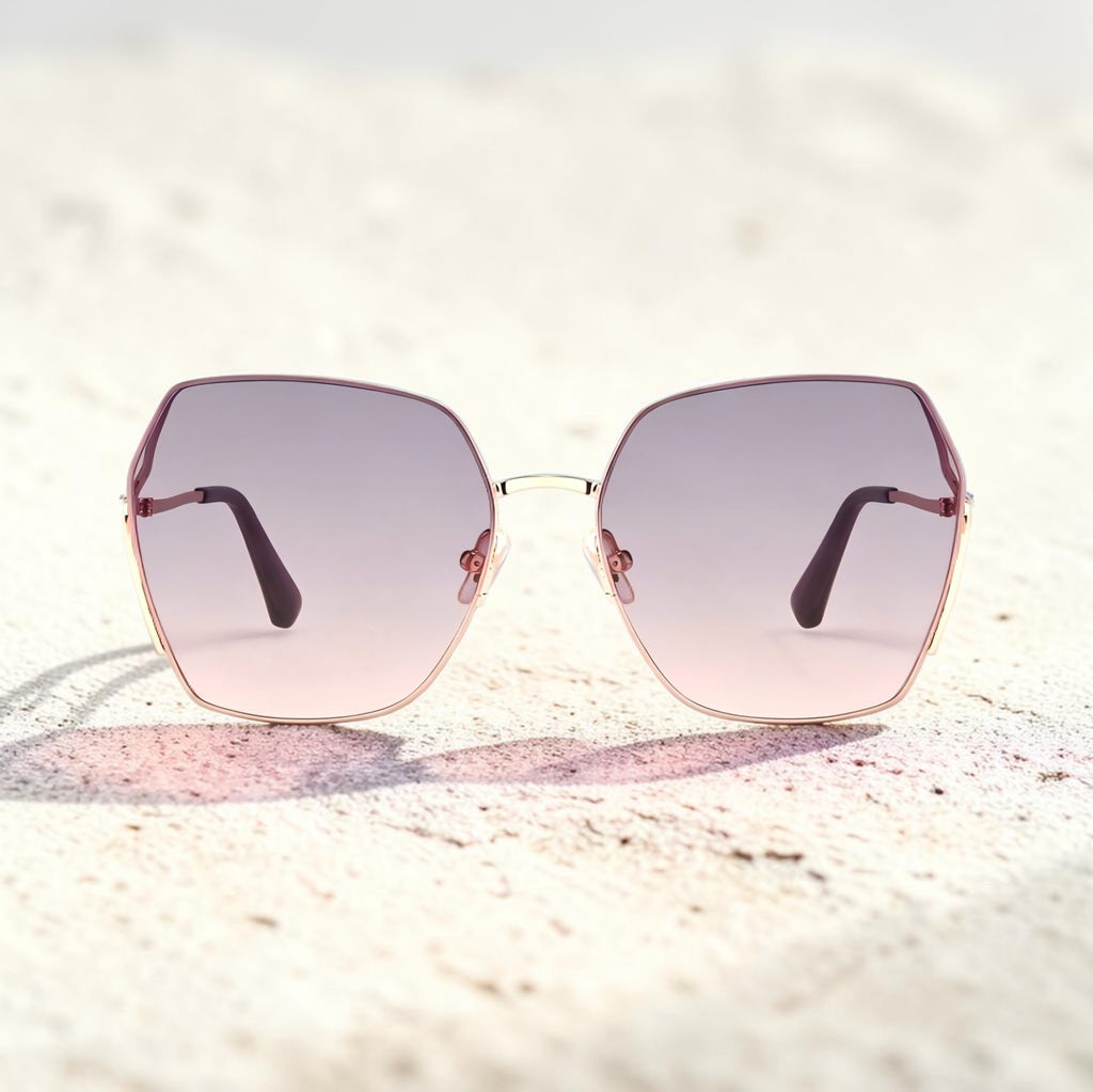Luxury Oversized Square Sunglasses – Rose Gold Frame, Lightweight Metal, UV400 Protection