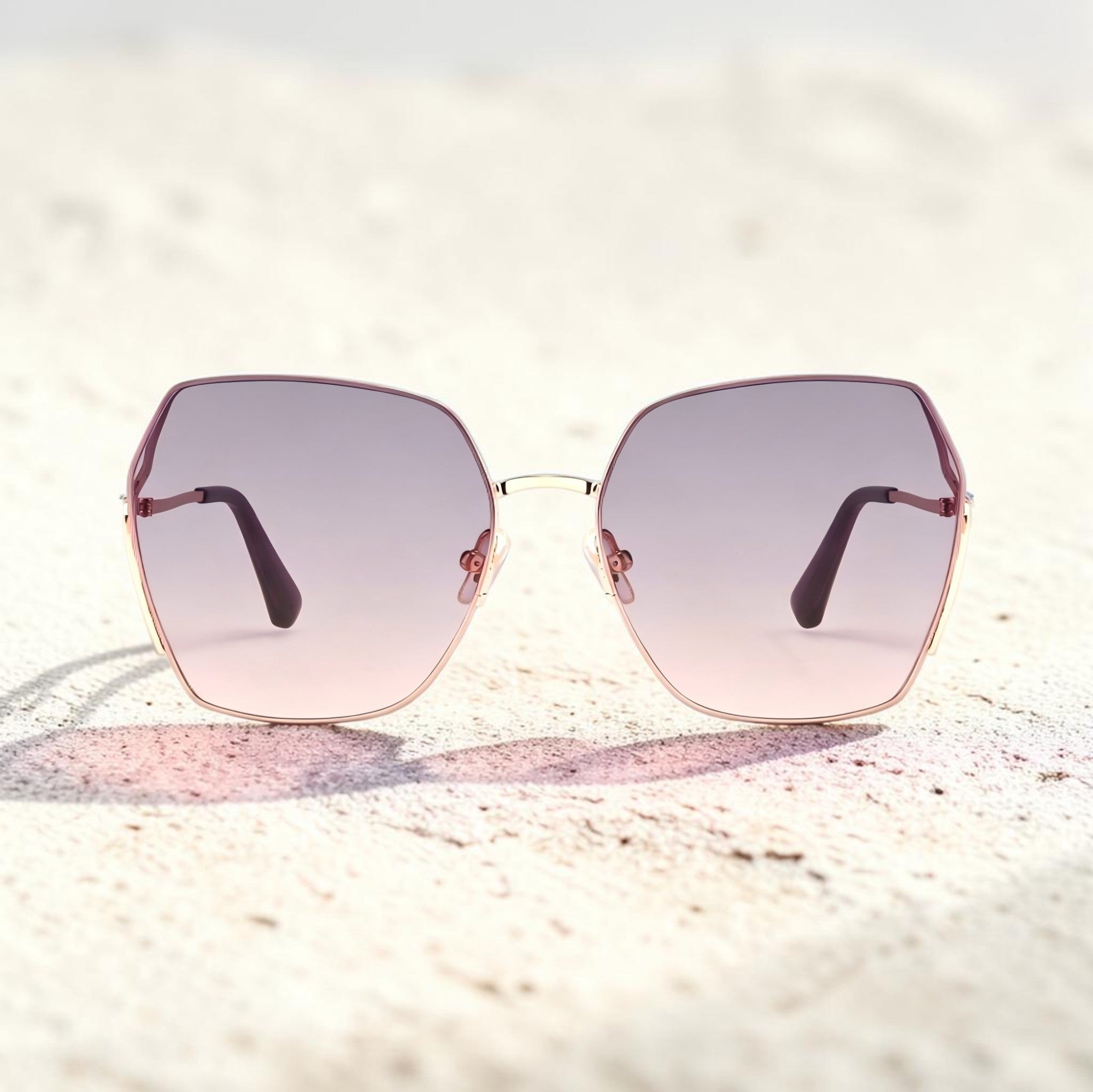 Luxury Oversized Square Sunglasses – Rose Gold Frame, Lightweight Metal, UV400 Protection