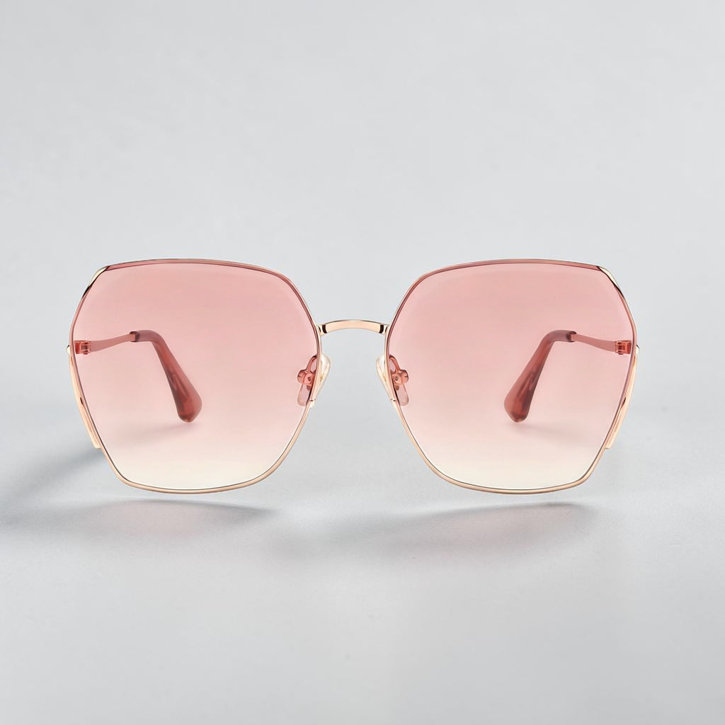Luxury Oversized Square Sunglasses – Rose Gold Frame, Lightweight Metal, UV400 Protection