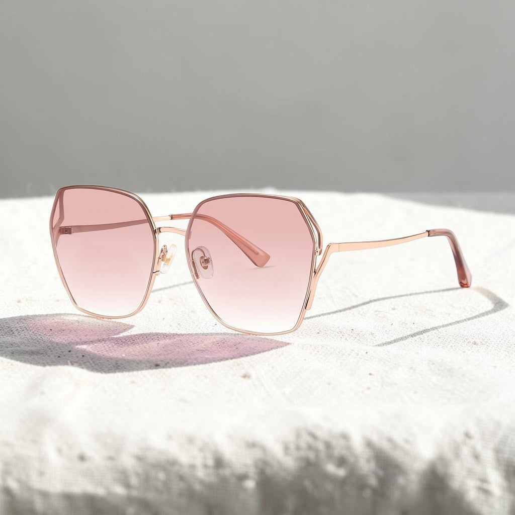 Luxury Oversized Square Sunglasses – Rose Gold Frame, Lightweight Metal, UV400 Protection