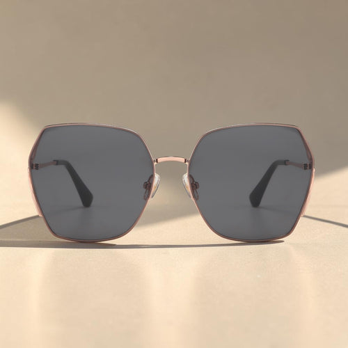 Luxury Oversized Square Sunglasses – Rose Gold Frame, Lightweight Metal, UV400 Protection