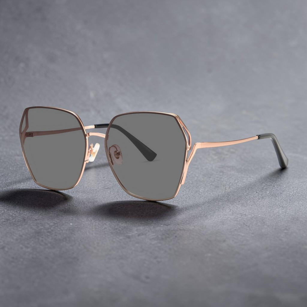 Luxury Oversized Square Sunglasses – Rose Gold Frame, Lightweight Metal, UV400 Protection