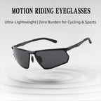 AvilaDubee AD8803 unisex sport riding polarized sunglasses, aerospace aluminum-magnesium alloy black frame HD TAC UV400 anti-glare dark grey lenses white background main photo for cycling driving fishing hiking