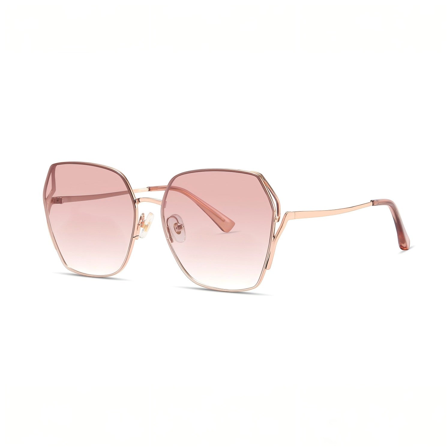 Rose gold high-elastic alloy frame AvilaDubee DB7258 oversized square sunglasses, warm blush pink gradient tint UV400 nylon lenses lightweight fashion eyewear variant for travel driving
