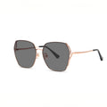 Thin rose gold stainless steel frame AvilaDubee DB7258 oversized square sunglasses, solid classic grey UV400 protective nylon lenses flexible high-elastic temple all-day comfort variant image