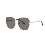 Thin rose gold stainless steel frame AvilaDubee DB7258 oversized square sunglasses, solid classic grey UV400 protective nylon lenses flexible high-elastic temple all-day comfort variant image