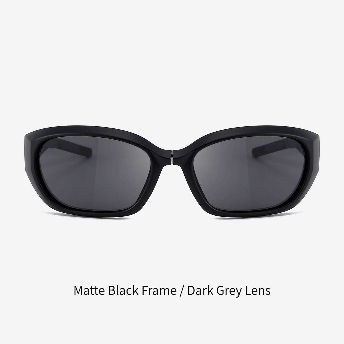 AvilaDubee JL8889 foldable unisex sport sunglasses variant, matte black flexible TR90 frame with dark grey UV400 polarized anti-glare lenses white background studio product image for running cycling