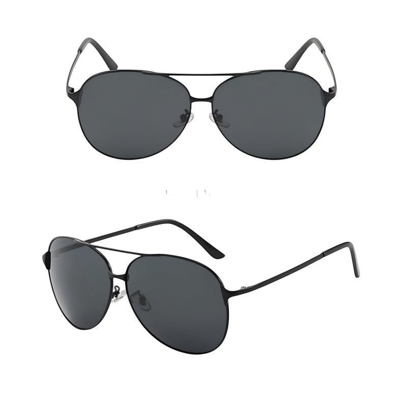 AvilaDubee P8009 unisex classic teardrop aviator polarized sunglasses, lightweight black metal frame UV400 TAC anti-glare lenses white background main product photo, ideal for driving outdoor daily wear for men women