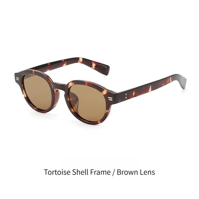 Classic tortoise shell print TR90 frame AvilaDubee TZ5108 vintage round polarized sunglasses, warm brown tint UV400 lenses flexible unbreakable frame for men women street style driving