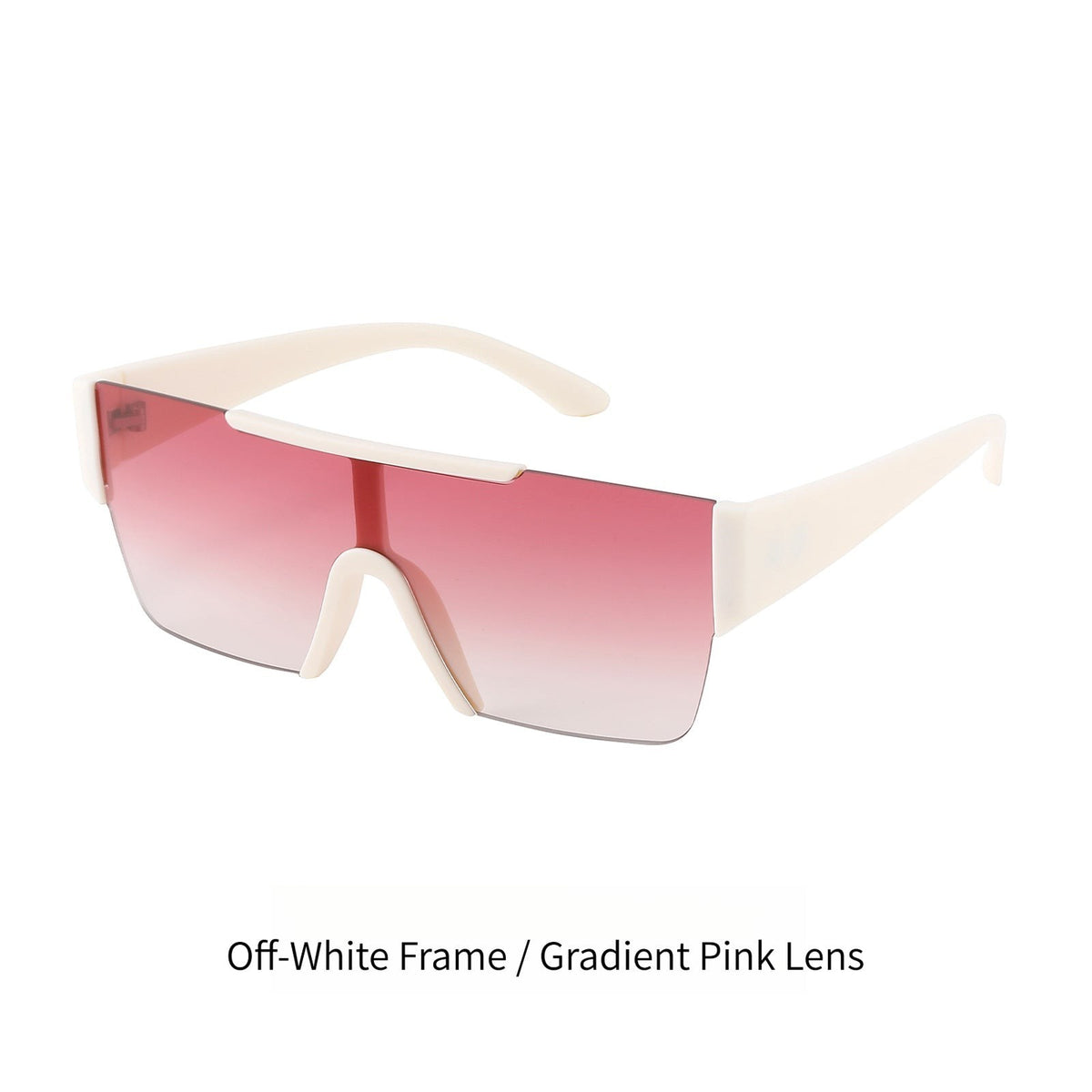 Off-white cream matte TR90 frame AvileDubee HB80385 futuristic shield sunglasses, soft gradient pink tint polarized UV400 lenses trendy festival streetwear variant shot