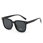 AvileDubee TR20416 lightweight TR90 square polarized sunglasses for men, glossy black full frame UV400 TAC lenses studio white background main product photo, ideal for driving daily casual wear