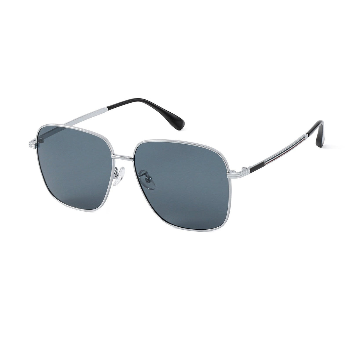 Ultra light titanium square polarized sunglasses for men, classic retro square metal frame driving eyewear with UV400 polarized lenses, white background studio product photo
