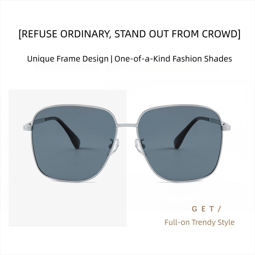 Unique retro square metal frame polarized sunglasses for men, minimalist trendy street fashion design lightweight driving shades