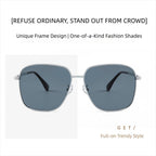 Unique retro square metal frame polarized sunglasses for men, minimalist trendy street fashion design lightweight driving shades